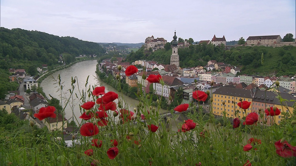 Burghausen an der Salzach liegt in Oberbayern, das hier an Niederbayern grenzt. | Bildquelle: BR