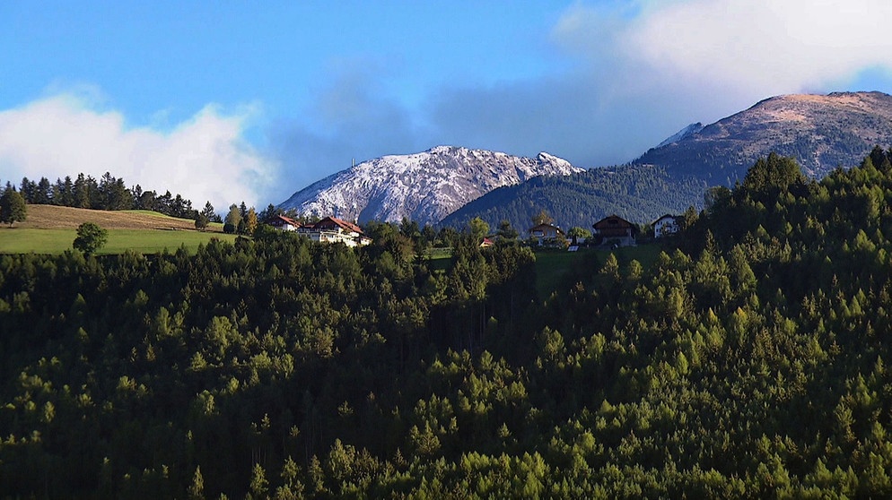 Auf Amaten, einer Waldlichtung hoch über der Stadt Bruneck, ist Platz für drei Höfe. Im Gasthof Oberraut ist Evelin Feichter die Köchin. | Bildquelle: BR/Rupert Heilgemeir